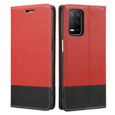 Funda de Cuero Cartera con Soporte Carcasa SY2 para Realme 8s 5G Rojo