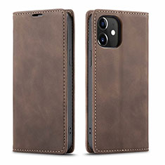 Funda de Cuero Cartera con Soporte Carcasa T01 para Apple iPhone 12 Marron