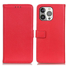 Funda de Cuero Cartera con Soporte Carcasa T01 para Apple iPhone 14 Pro Max Rojo