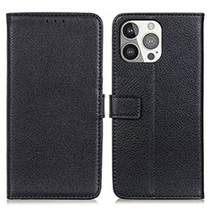 Funda de Cuero Cartera con Soporte Carcasa T01 para Apple iPhone 14 Pro Negro