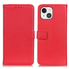 Funda de Cuero Cartera con Soporte Carcasa T01 para Apple iPhone 14 Rojo