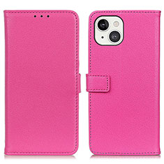 Funda de Cuero Cartera con Soporte Carcasa T01 para Apple iPhone 14 Rosa Roja