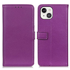 Funda de Cuero Cartera con Soporte Carcasa T01 para Apple iPhone 15 Morado