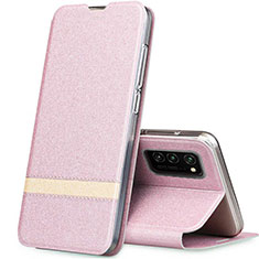 Funda de Cuero Cartera con Soporte Carcasa T01 para Huawei Honor V30 5G Oro Rosa