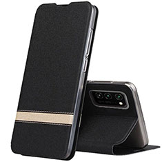 Funda de Cuero Cartera con Soporte Carcasa T01 para Huawei Honor View 30 5G Negro