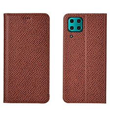 Funda de Cuero Cartera con Soporte Carcasa T01 para Huawei Nova 6 SE Marron