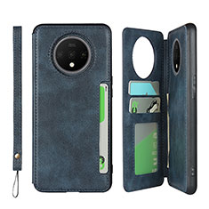 Funda de Cuero Cartera con Soporte Carcasa T01 para OnePlus 7T Azul