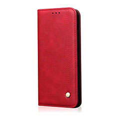 Funda de Cuero Cartera con Soporte Carcasa T01 para Oppo Find X2 Rojo