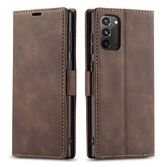 Funda de Cuero Cartera con Soporte Carcasa T01 para Samsung Galaxy Note 20 5G Marron