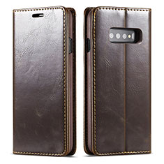 Funda de Cuero Cartera con Soporte Carcasa T01 para Samsung Galaxy S10 5G Marron