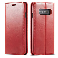 Funda de Cuero Cartera con Soporte Carcasa T01 para Samsung Galaxy S10 Rojo