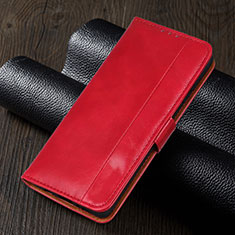 Funda de Cuero Cartera con Soporte Carcasa T01 para Xiaomi Redmi Note 9S Rojo
