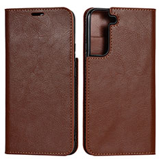 Funda de Cuero Cartera con Soporte Carcasa T01D para Samsung Galaxy S21 Plus 5G Marron Claro