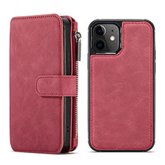 Funda de Cuero Cartera con Soporte Carcasa T02 para Apple iPhone 12 Rojo