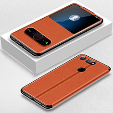 Funda de Cuero Cartera con Soporte Carcasa T02 para Huawei Honor V20 Naranja