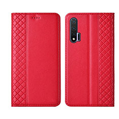 Funda de Cuero Cartera con Soporte Carcasa T02 para Huawei Nova 6 5G Rojo