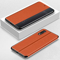 Funda de Cuero Cartera con Soporte Carcasa T02 para Huawei P20 Naranja