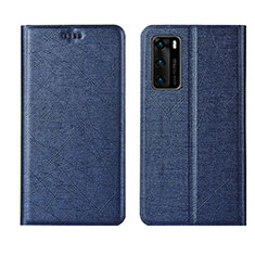 Funda de Cuero Cartera con Soporte Carcasa T02 para Huawei P40 Azul