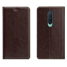 Funda de Cuero Cartera con Soporte Carcasa T02 para OnePlus 8 Marron