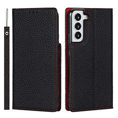 Funda de Cuero Cartera con Soporte Carcasa T02D para Samsung Galaxy S21 5G Negro