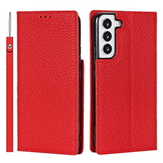 Funda de Cuero Cartera con Soporte Carcasa T02D para Samsung Galaxy S23 5G Rojo