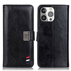 Funda de Cuero Cartera con Soporte Carcasa T03 para Apple iPhone 15 Pro Max Negro