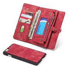 Funda de Cuero Cartera con Soporte Carcasa T03 para Apple iPhone 6 Plus Rojo