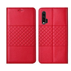 Funda de Cuero Cartera con Soporte Carcasa T03 para Huawei Nova 6 5G Rojo