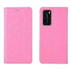 Funda de Cuero Cartera con Soporte Carcasa T03 para Huawei P40 Rosa