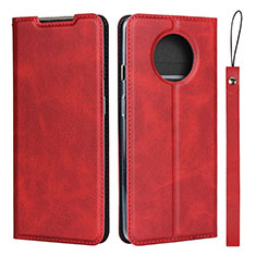 Funda de Cuero Cartera con Soporte Carcasa T03 para OnePlus 7T Rojo