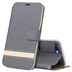 Funda de Cuero Cartera con Soporte Carcasa T03 para Oppo R15X Gris