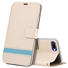 Funda de Cuero Cartera con Soporte Carcasa T03 para Oppo R15X Oro