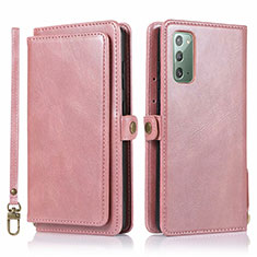 Funda de Cuero Cartera con Soporte Carcasa T03 para Samsung Galaxy Note 20 5G Oro Rosa