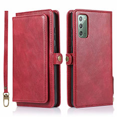 Funda de Cuero Cartera con Soporte Carcasa T03 para Samsung Galaxy Note 20 5G Rojo