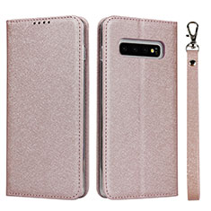 Funda de Cuero Cartera con Soporte Carcasa T03 para Samsung Galaxy S10 5G Oro Rosa