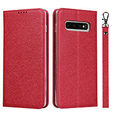 Funda de Cuero Cartera con Soporte Carcasa T03 para Samsung Galaxy S10 5G Rojo