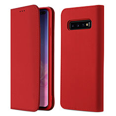 Funda de Cuero Cartera con Soporte Carcasa T03 para Samsung Galaxy S10 Plus Rojo