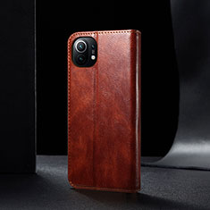 Funda de Cuero Cartera con Soporte Carcasa T03 para Xiaomi Mi 11 Lite 5G NE Marron