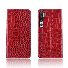 Funda de Cuero Cartera con Soporte Carcasa T03 para Xiaomi Mi Note 10 Rojo