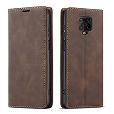 Funda de Cuero Cartera con Soporte Carcasa T03 para Xiaomi Redmi Note 9S Marron