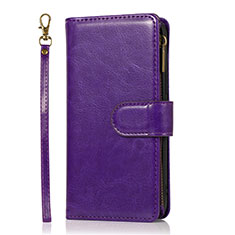 Funda de Cuero Cartera con Soporte Carcasa T04 para Apple iPhone 12 Morado