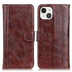 Funda de Cuero Cartera con Soporte Carcasa T04 para Apple iPhone 13 Marron