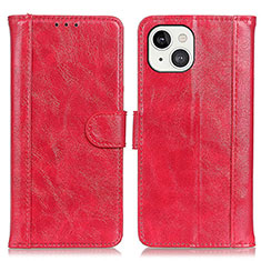 Funda de Cuero Cartera con Soporte Carcasa T04 para Apple iPhone 14 Plus Rojo