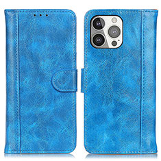 Funda de Cuero Cartera con Soporte Carcasa T04 para Apple iPhone 14 Pro Azul