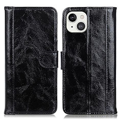 Funda de Cuero Cartera con Soporte Carcasa T04 para Apple iPhone 15 Negro