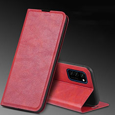 Funda de Cuero Cartera con Soporte Carcasa T04 para Huawei Honor View 30 5G Rojo