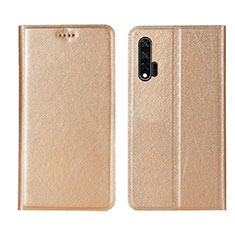 Funda de Cuero Cartera con Soporte Carcasa T04 para Huawei Nova 6 Oro