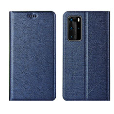 Funda de Cuero Cartera con Soporte Carcasa T04 para Huawei P40 Pro Azul