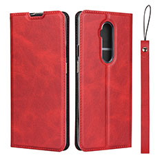 Funda de Cuero Cartera con Soporte Carcasa T04 para OnePlus 7T Pro Rojo