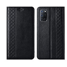 Funda de Cuero Cartera con Soporte Carcasa T04 para Oppo A52 Negro